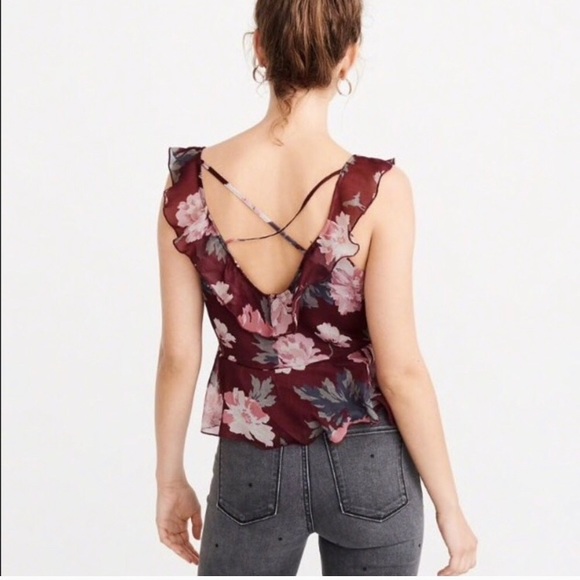 Abercrombie & Fitch Floral Ruffle V-Neck Shell Tank - Picture 2 of 10